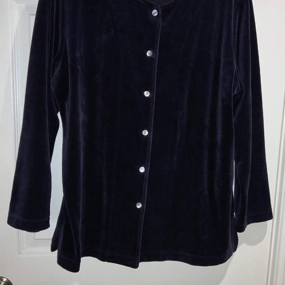 Talbots Petites cotton blend velour jacket Sz MP button front side vents vintage - Picture 2 of 8